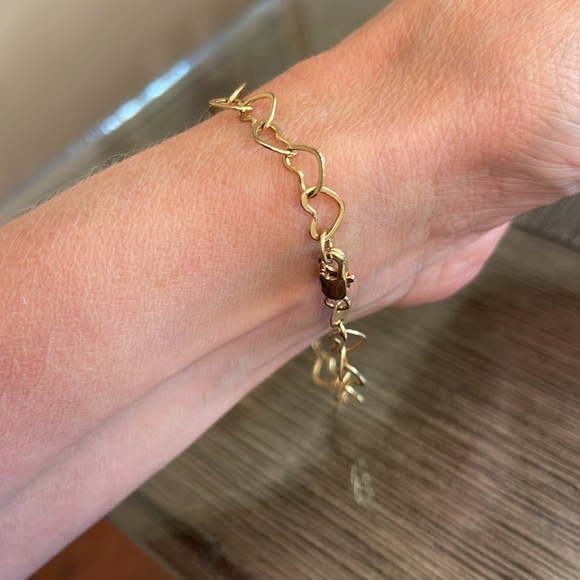 Vintage GHELLER Gold Filled 18 kt Gold Heart Link Bracelet 7 3/4” - Picture 9 of 14